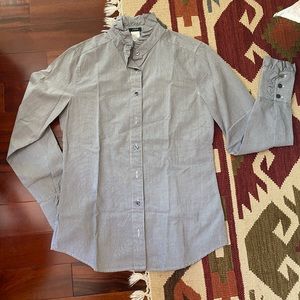 J. crew lined button down with ruffles size 2, cotton